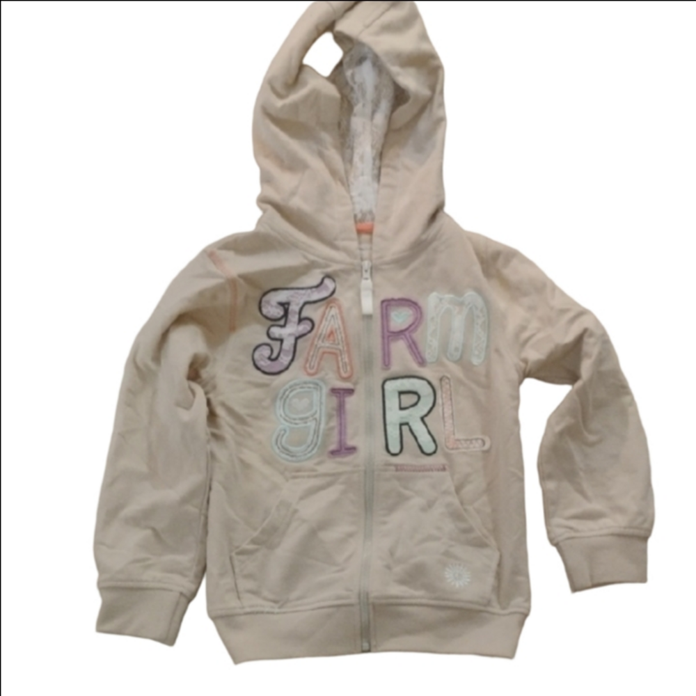 🚨5 For $25🚨 Farm Girl Authentic Jeans Kids Zip-Up Hoodie - Cream